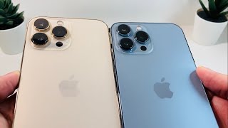 iPhone 13 Pro Max Gold vs Sierra Blue Color Comparison [upl. by Ahsinoj]