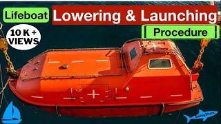 Lifeboat lowering and Launching Procedure  On cargo container ship [upl. by Ogdon]