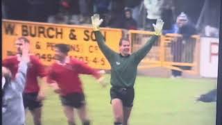 Goalkeeper Scott Barrett scores for Colchester United against Wycombe Wanderers 28th September 1991 [upl. by Bithia]