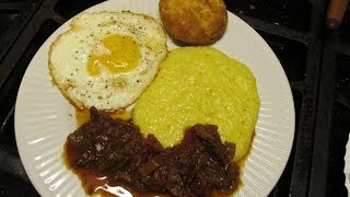 Cajun breakfast gravy steak grits egg biscuit crowder peas amp rice [upl. by Hinda]