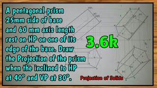 Pentagonal PrismProjection of Solids Pentagonal prism  Rn Learning [upl. by Ezarra221]