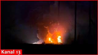 Ukrainian army struck a weapons depot in Russias Voronezh region  a powerful explosion occurred [upl. by Atsillac]