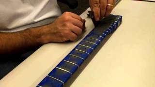 Repairing uneven frets Leveling frets using a sanding beam [upl. by Notsnarc280]