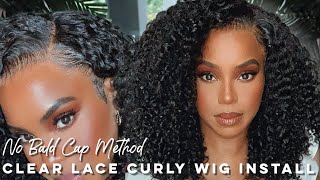 BEST CURLY WIG INSTALL FOR BEGINNERS PREPLUCKED CLEAR LACE FRONT WIG  XRSBEAUTYHAIR  ALWAYSAMEERA [upl. by Asiulairam]