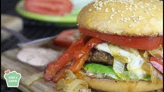 Beef Burger with Caramelized Onions  Episode 178  Amina is Cooking [upl. by Pius]