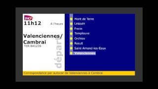 SNCF annonce à LilleFlandres TER destination ValenciennesCambrai 11h12 [upl. by Ynnavoeg]