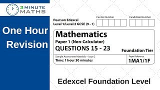 Edexcel Foundation paper 1 non calculator  questions 15  23 [upl. by Avis]