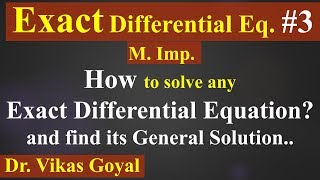 Exact Differential Equation 3 VImp in Hindi  Ordinary Differential Equations of First Order [upl. by Ahtanaram779]