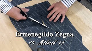 Ermenegildo Zegna 15Milmil15 フルオーダースーツのカッティング [upl. by Margalo156]