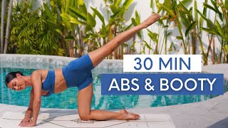 30 MIN ABS amp BOOTY WORKOUT  Intermediate Mat Pilates No Equipment [upl. by Giustina681]