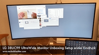 LG 38UC99 UltraWide Monitor Unboxing Setup erster Eindruck [upl. by Selwin]