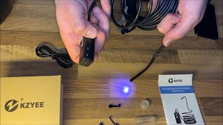 KZYEE Wifi Endoscope 55 mm Diameter Wireless Inspection Camera Waterproof unboxing and instructions [upl. by Lilias]