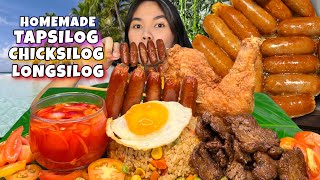 TAPSILOG  LONGSILOG  CHICKSILOG MUKBANG PINOY MUKBANG [upl. by Arikahc17]