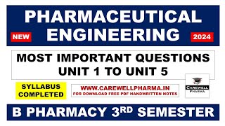 Pharmaceutical Engineering 3rd Semester Important Questions  B Pharmacy 3rd Semester  C Pharma [upl. by Aneehs265]