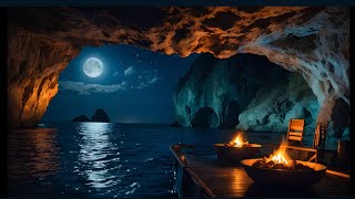 Mystic Caverns Moonlit Seas amp Fireside Glows in Natures Hidden Sanctuary 4K Relaxing 8 Hours [upl. by Samala]