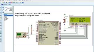 PIC16F887 Microcontroller with DHT22 AM3202 sensor  CCS C  Proteus simulation [upl. by Aitnwahs]