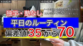 偏差値35から70まで上げて京都大学に合格した平日の勉強ルーティン【受験モチベ】 [upl. by Lunn89]