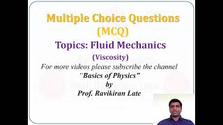 MCQ Viscosity Fluid Mechanics Properties of Matter MHTCET NEET IITJEE IITJAM [upl. by Warp]