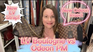 Battle of the Bags Louis Vuitton Boulogne vs Odeon PM PLUS new LV Strap amp Insert for the Odeon [upl. by Mackie470]