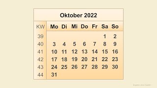 Kalender Oktober 2022 [upl. by Petulah]