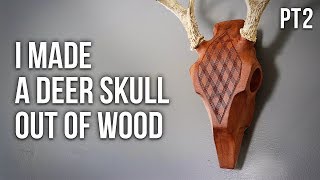 How I carve a deer skull from only a block of wood FINISHED [upl. by Yoho443]