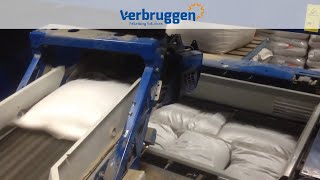 Palletizing  Automatic Palletizer machine by Verbruggen  large size bags with seeds [upl. by Eisaj135]