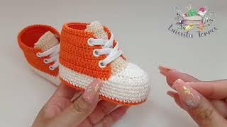 ZAPATITOS DE NIÑO A CROCHET TEJIDO FÁCIL Y RAPIDO PASO A PASO VARIAS TALLAS  TEJIDO FÁCIL [upl. by Duane]