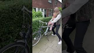 Worstelen met een normale fiets naar bakfiets mama [upl. by Aenit]