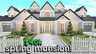 40k Bloxburg Spring MANSION 3 Story House Build Tutorial Exterior [upl. by Sile]