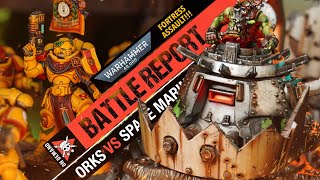 Orks vs Space Marines ONSLAUGHT  Warhammer 40k Battle Report [upl. by Maise109]