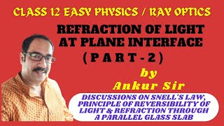 REFRACTION OF LIGHT AT PLANE INTERFACE PART2  RAY OPTICS CLASS12 ANKUR SIR ankurc11 [upl. by Dennett]