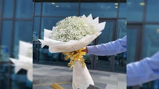 Gypsophila Bouquet Wrapping Display [upl. by Woolson]