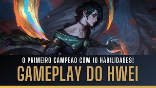 GAMEPLAY COMPLETO DO HWEI O NOVO CAMPEÃO DO LOL TODAS AS DEZ HABILIDADES EXPLICADAS [upl. by Atiuqet339]