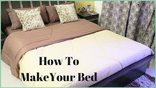 How To Make A Bed How To Put A Bed Sheet On A Bed [upl. by Irrehs]