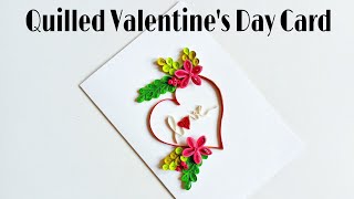 How To Make Quilled Valentines Day Card  Making Heart From Paper Quilling [upl. by Houghton837]