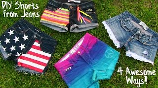 DIY Clothes 4 DIY Shorts Projects from Jeans Easy [upl. by Carmencita498]