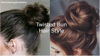 Quick amp Easy Twisted Messy Bun Hairstyle For Short HairSimple Bun Hairstyle [upl. by Donahue353]