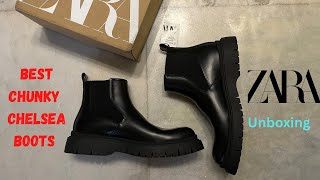 ZARA chunky chelsea boots unboxing ZARA sale chelsea boots zara men [upl. by Ehrlich]