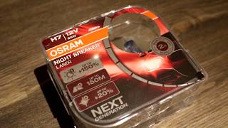 Comparing standard H7 headlight bulb to Osram Night Breaker Laser [upl. by Aretahs808]