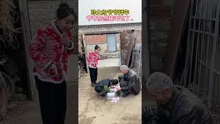 Granddaughter pays New Years greetings to grandpa but grandpa is scared away from his cute baby [upl. by Atalie272]