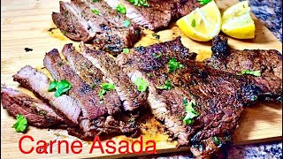 Carne Asada grilled in pan  The best beef steak recipe dish [upl. by Roldan925]