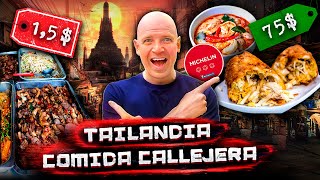 Increíble comida callejera en Bangkok ¡la más cara y la más barata jvamos [upl. by Brawley23]