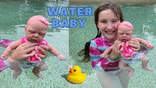 SILICONE BABY MIMIS FIRST TIME SWIMMING [upl. by Socrates]