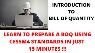 How to prepare a Bill of Quantity   Using CESMM4 Standards Introduction to BOQ [upl. by Fabrienne]