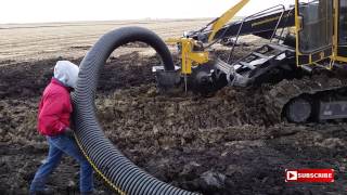 Wolfe 600 Horse Power Tile Plow  Installing 10 and 12 Tile 712 3580818 [upl. by Atiuqahc]