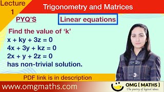 Homogenous System Of linear equations  Linear Algebra  UrduHindi [upl. by De Witt419]