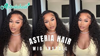 PRE PLUCKED HAIRLINE INVISIBLE HD FRONTAL DEEP WAVE WIG INSTALL STEP BY STEP Ft Asteria hair [upl. by Aevin217]