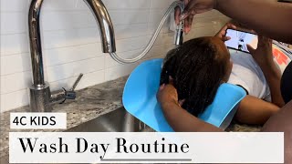 Kids Wash Day Routine  4C Hair  Protective Styling [upl. by Wilkie518]