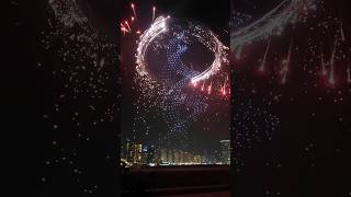 Crazy drone light show with 2 real planes and fireworks in Dubai [upl. by Etiam882]