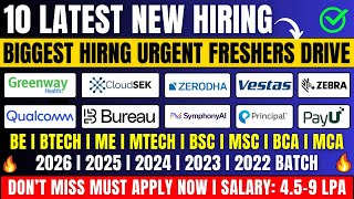 🔥10 COMAPANIES STARTED MASS HIRING  OFF CAMPUS DRIVE  URGENT FRESHERS NEW HIRING  20262022 BATCH [upl. by Alel]